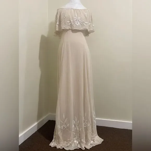 Brittany Dress from BHLDN with floral embroidery and delicate beading. - Picture 5 of 9